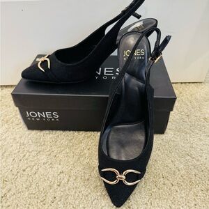 Jones New York Black Heels with Gold Accent